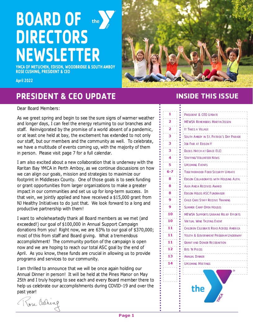 April 2022 BOD Newsletter