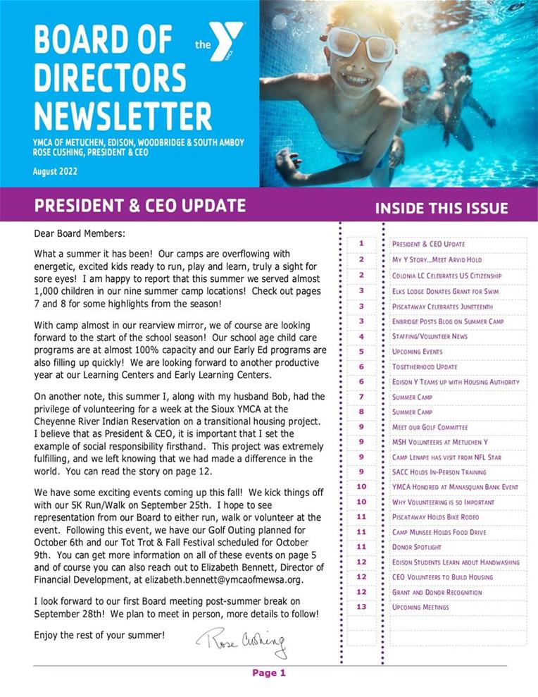 August 2022 BOD Newsletter